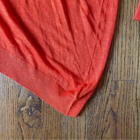 Theory orange coral asymmetrical sweater linen crew neck long sleeve medium - Picture 10 of 13